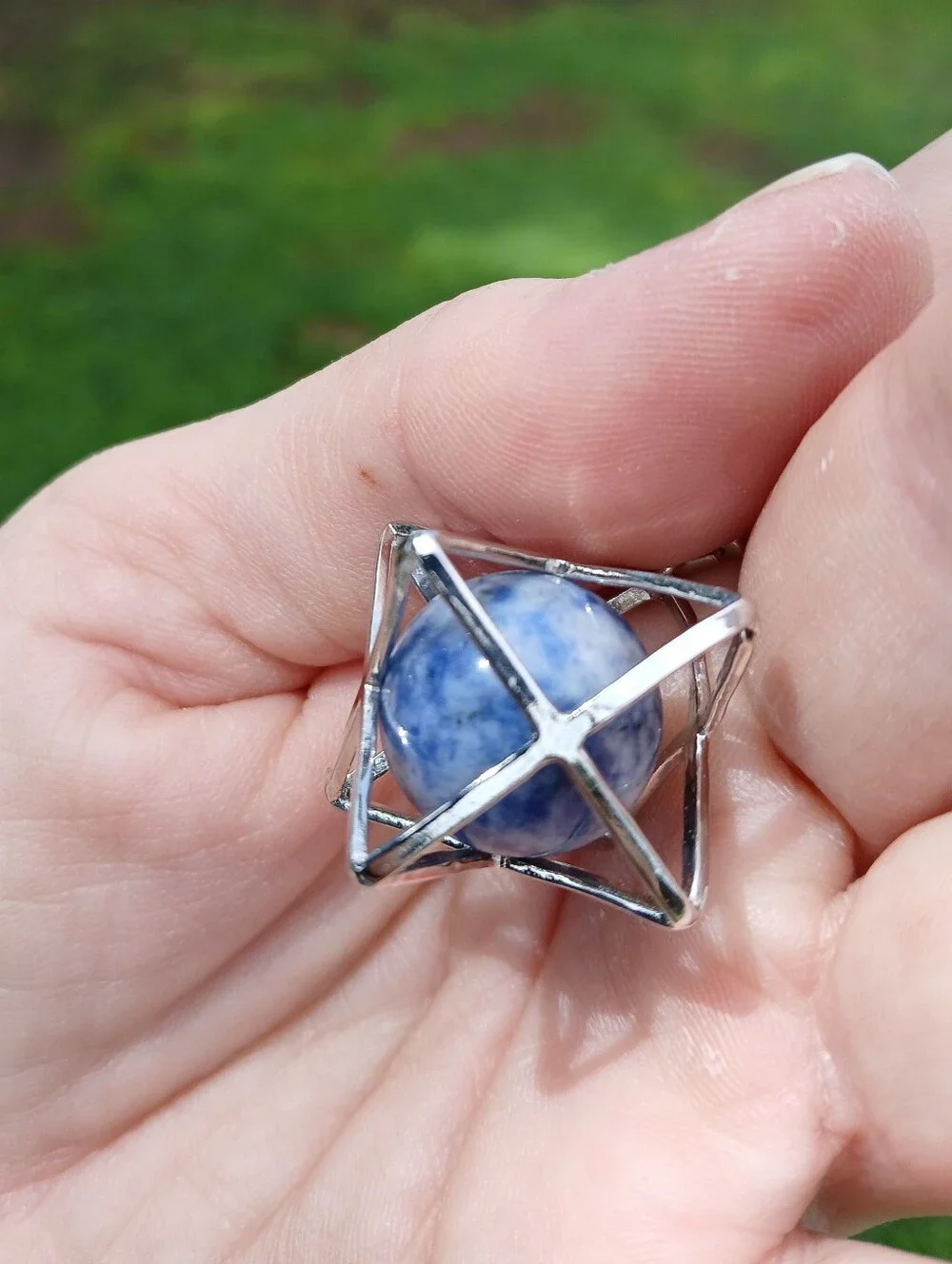 New Sodalite Ball Star of David Magic Energy Amulet Pendant.
